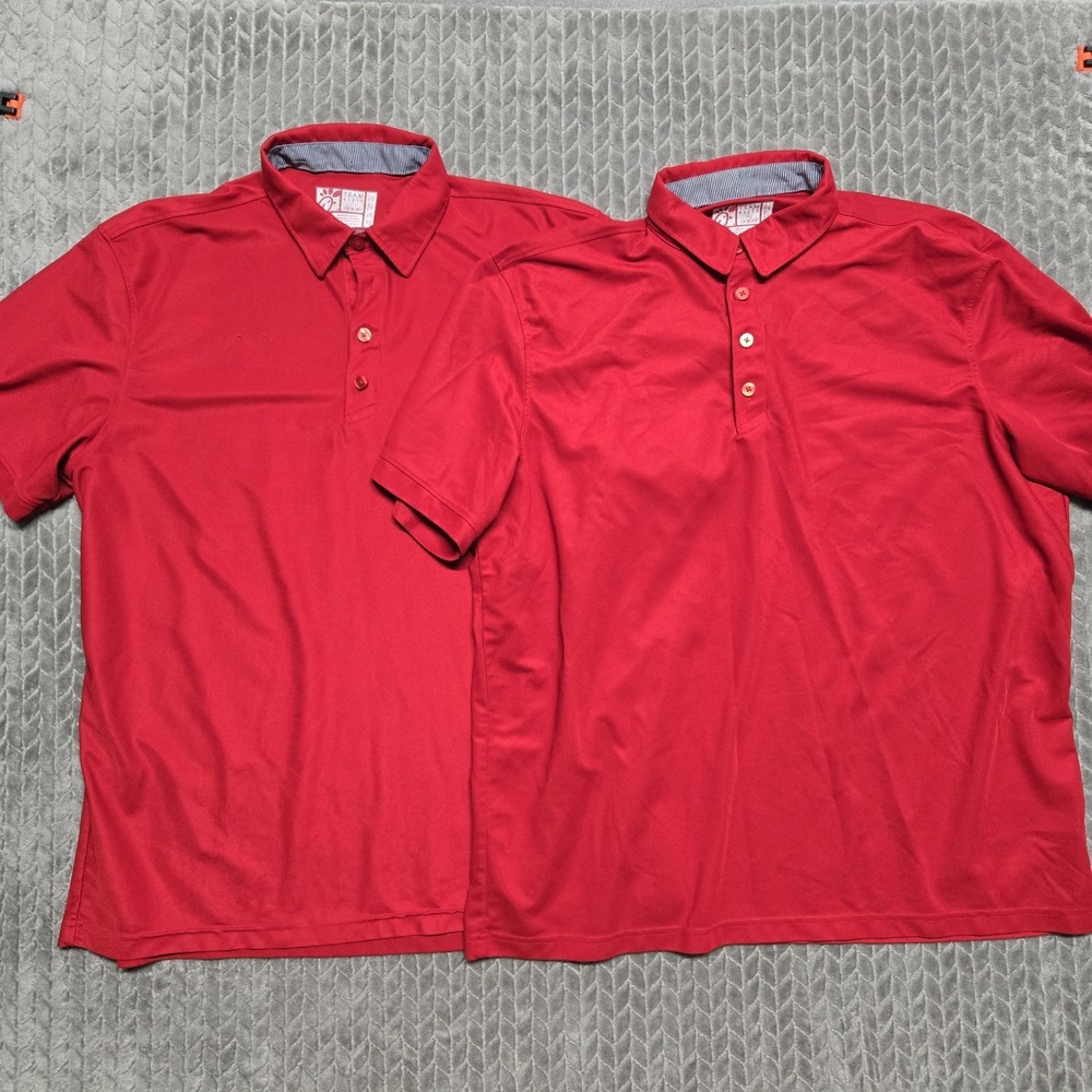 2 Chic Fil A Oobe Team Style Mens XL Red‎ Polo Shirt Golf Uniform Employee